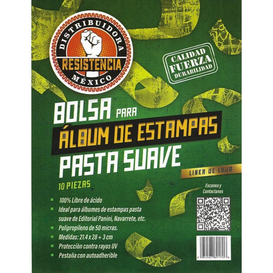 BOLSA ÁLBUM ESTAMPAS PASTA SUAVE 10 PZAS.